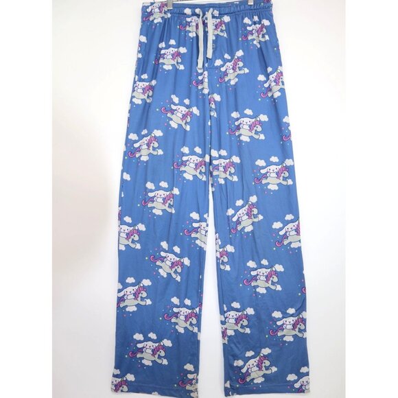 Sanrio Womens Sleep Pants W/ Cinnamoroll Unicorn Print Blue Drawstring Waist S - Picture 1 of 12